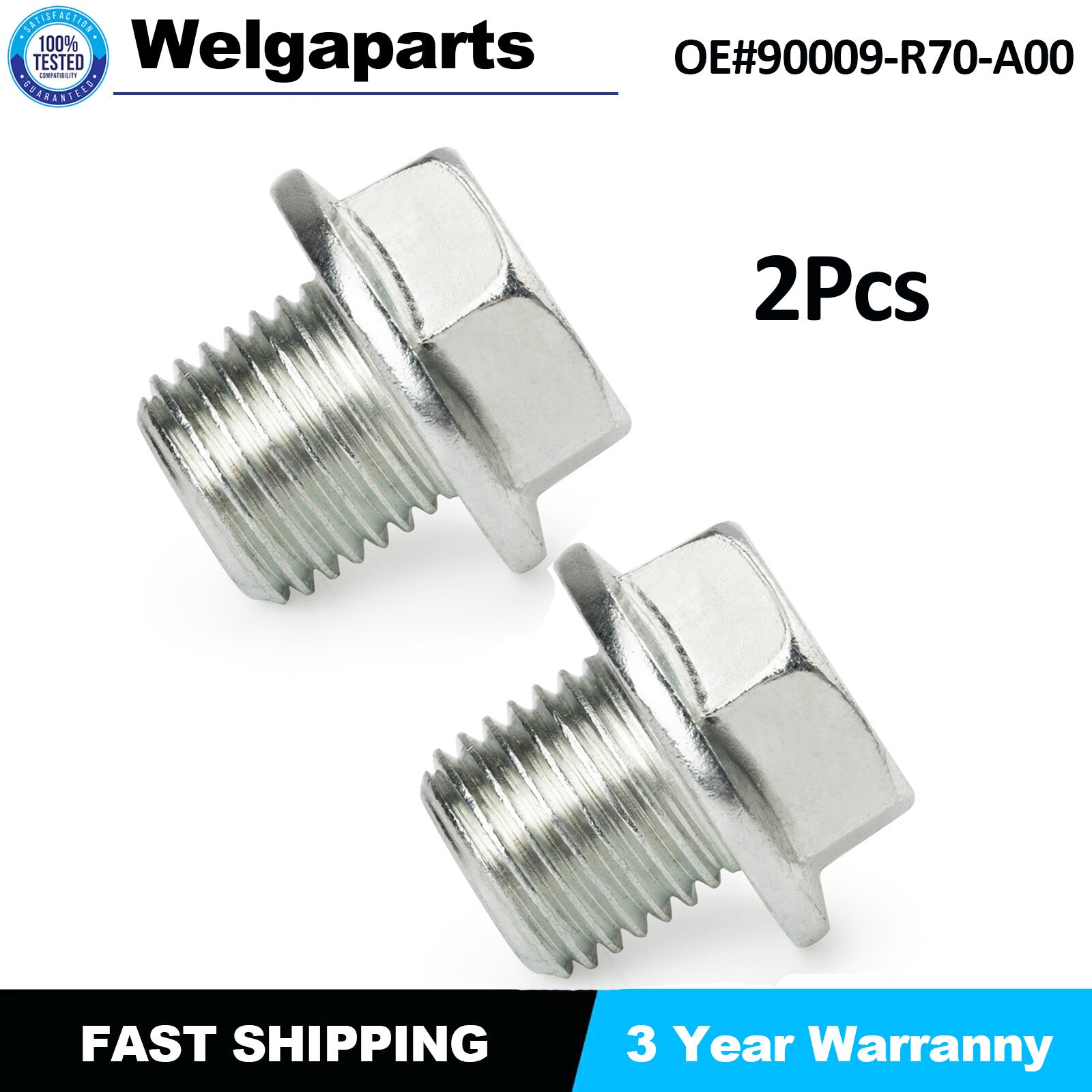 2Pc Engine Oil Pan Drain Bolt Plug w/Washer for Honda Accord for Acura 90009-R70-A00