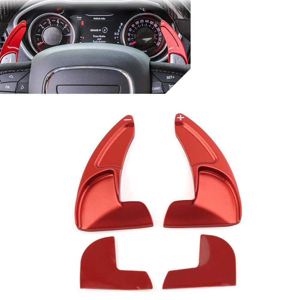 Fit for Dodge for Jeep for Chrysler Steering Wheel Shift Paddle Shifter Extension Red 2PCS
