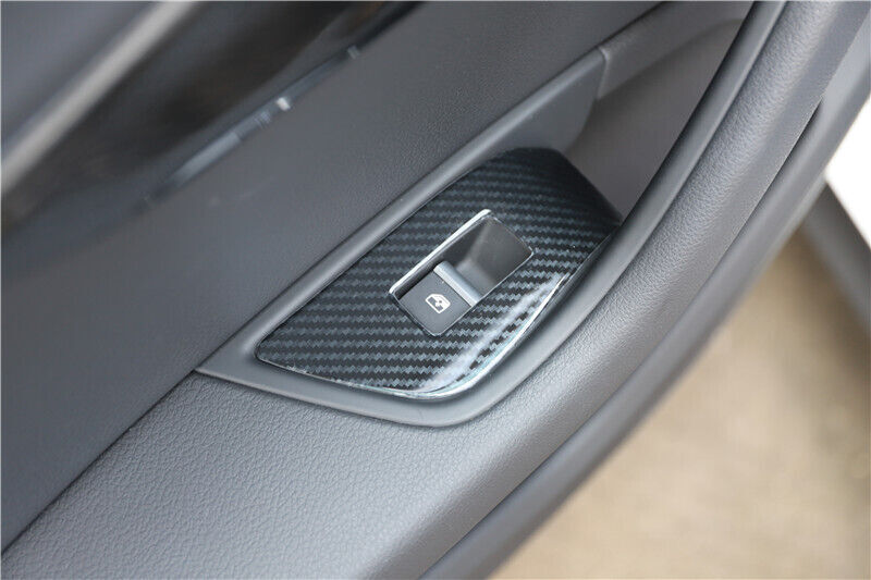 Car Glass Window Lifting Lock Panel Trim 4PCS for Audi A4L 17-2019 Carbon Fiber