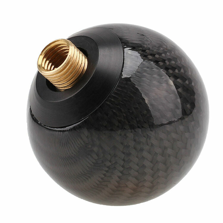 Black Universal Car Gear Shift Knob Shifter Lever Round Ball Shape Carbon Fiber