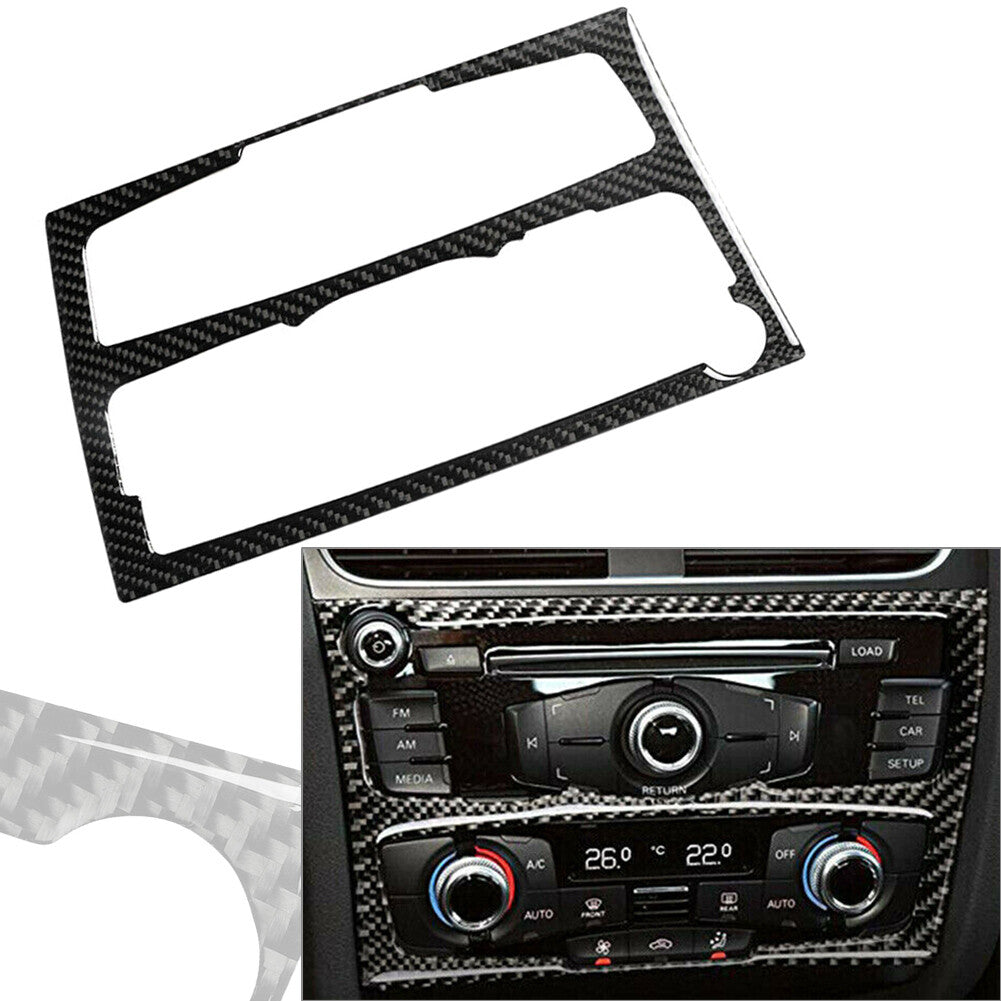 For 2010-2016 for Audi A4 B8 A5 Carbon Fiber Console AC/ CD Panel Frame Cover Trim