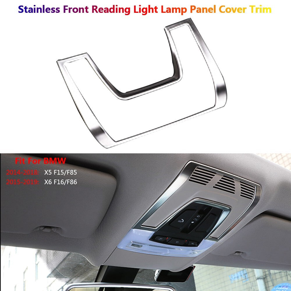 Stainless for BMW X5 X6 F15 F16 Car Roof Reading Light Cover Trims Accessories