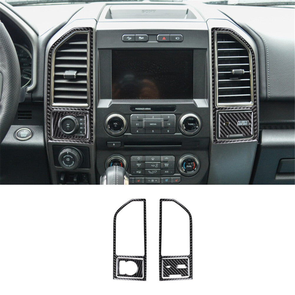 Carbon Fiber Interior Center Air Vent Panel Trim Cover for Ford F-150 2015-2017