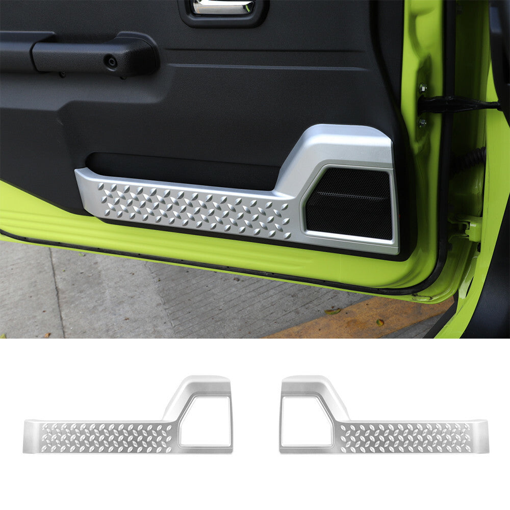 2¡ÁSilver ABS Interior Door Panel Decorative Cover Fit for Suzuki for Jimny 2019-2022