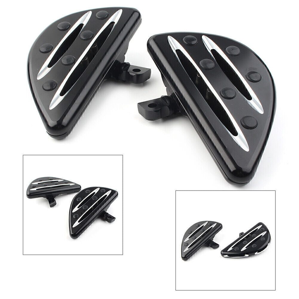 for Harley Electra Glide Dyna Black Rear Passenger Floorboards Boards Foot Pegs