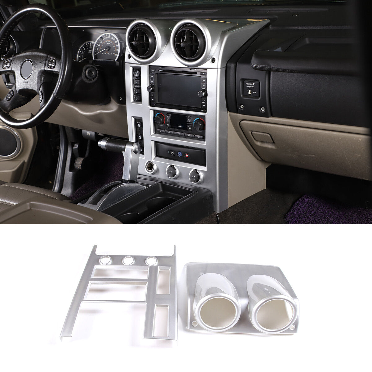 Carbon fiber ABS navigation center control trim cover for Honda Pilot 2019 - 2022