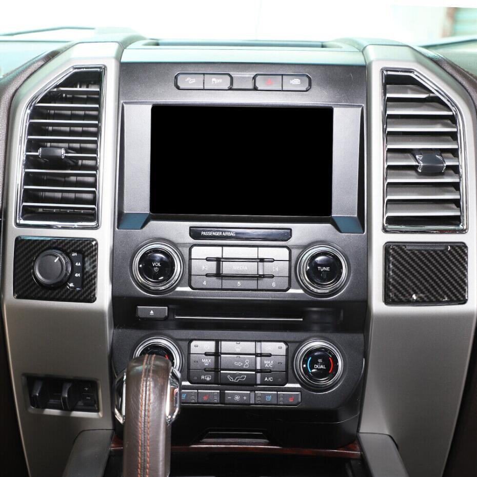 Car 4WD switch and power outlet cover trim for Ford F150 15-20 accessories carbon fiber
