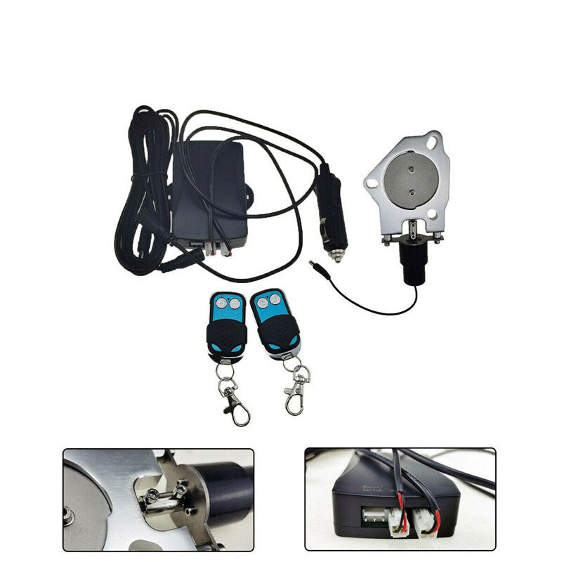 2.25 Stainless Headers Electric Exhaust Motor Vavle Kit With Remote Switch