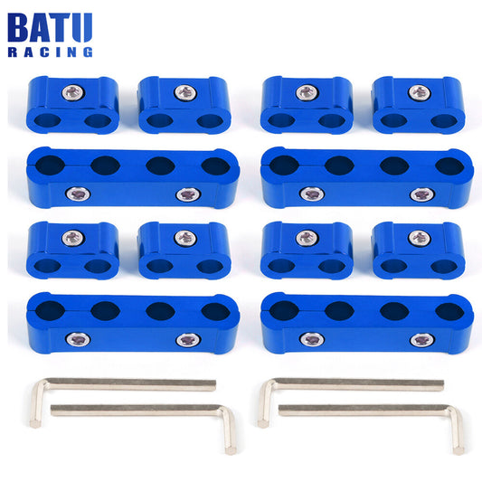 12PCS Blue Engine Wire Separator 8mm 9mm 10mm Aluminum Spark Plug Wire Divider