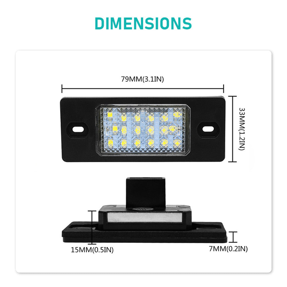 2Pcs Rear LED Number License Plate Light White Lamps for VW Touareg 2003-2010
