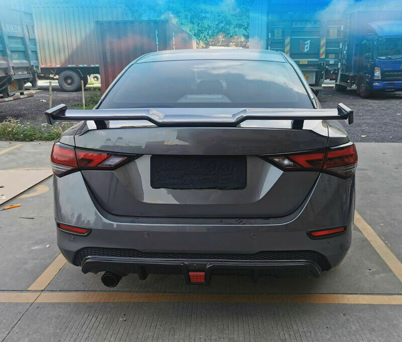 for Nissan Sentra Sylphy 2020-2023 Carbon ABS Sport Trunk Spoiler Tail Wing Trim