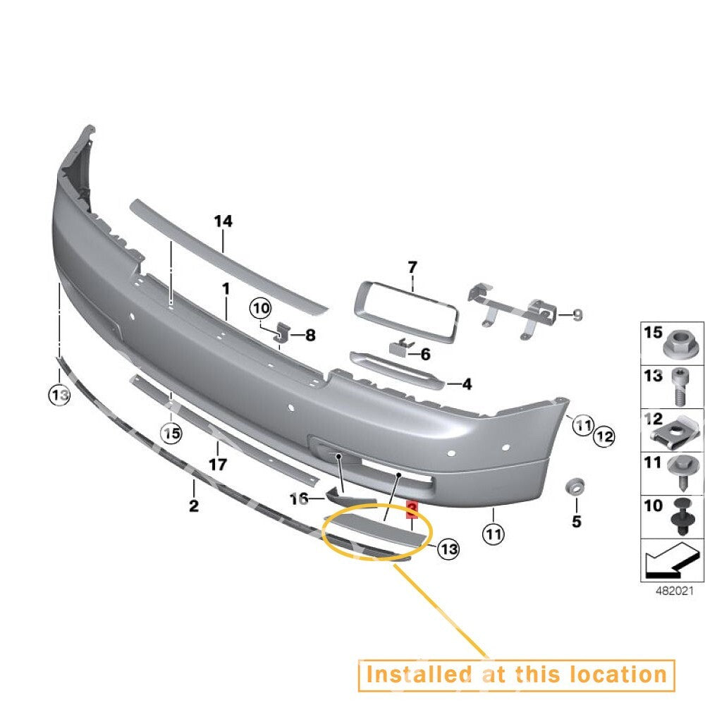 for Rolls-Royce for Phantom 2013-2017 FRONT BUMPER CHROME STRIP kit 51117204577 578
