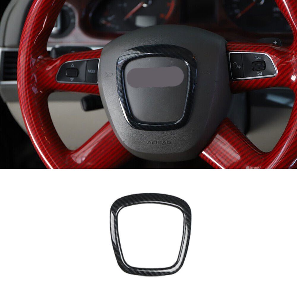 for Audi A6 2008-2011 ABS Carbon Fiber Inner Steering Wheel Horn Ring Trim Cover