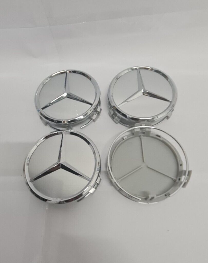 4-piece silver alloy wheel center hubcap 75mm ABCESM grade ML CLA GLA