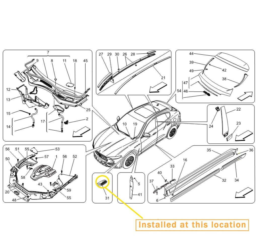 for Maserati for Levante left front side air vent chrome equipment manufacturer: 670139654
