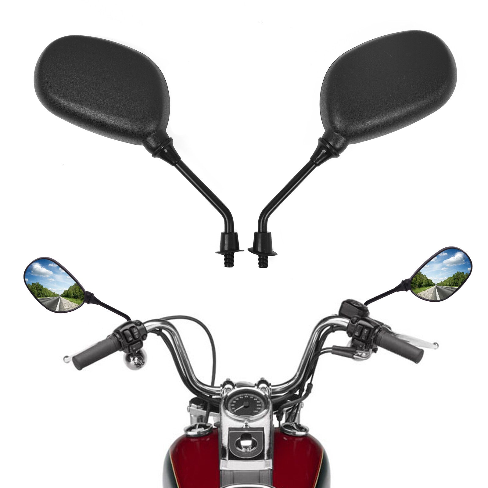 ATV Universal 8mm Rear View Side Mirrors 7/8 Handlebar Mount For Honde for Yamaha