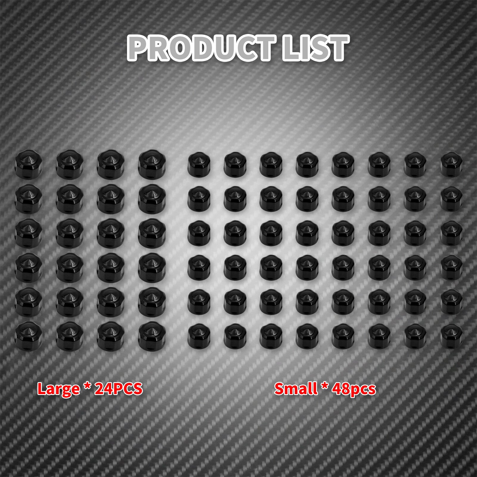 72X Black Engine Bolt Caps Covers Set Fit for Harley Touring FLH Softail 1999-16