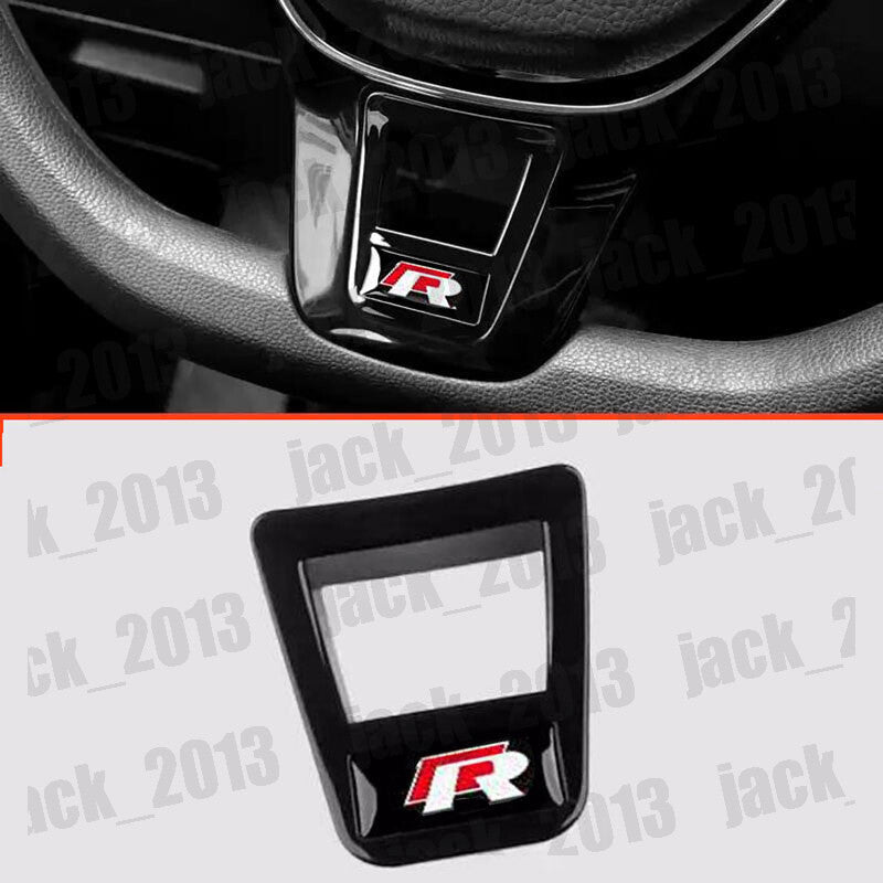 Black R Steering Wheel Sequin Cover Trim for Volkswagen for VW Atlas 2017-2024