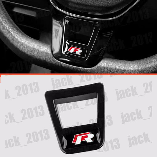 Black R Steering Wheel Sequin Cover Trim for Volkswagen for VW Atlas 2017-2024
