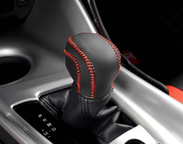 for Toyota C-HR 18-2022 Black+Red Leather Console Gear Shift Knob Cover Trim 1X