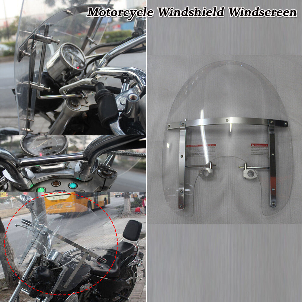 7/8 1Handlebar Motorcycle Windshield Screen for Harley for Suzuki for Honda Universal