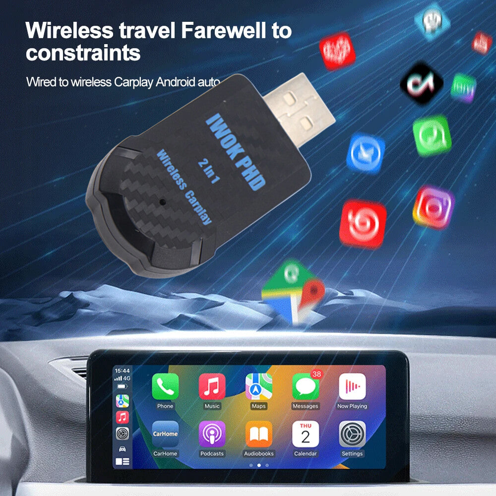USB Wireless CarPlay Adapter Converter for iPhone Apple Wireless CarPlay - Plug and Play