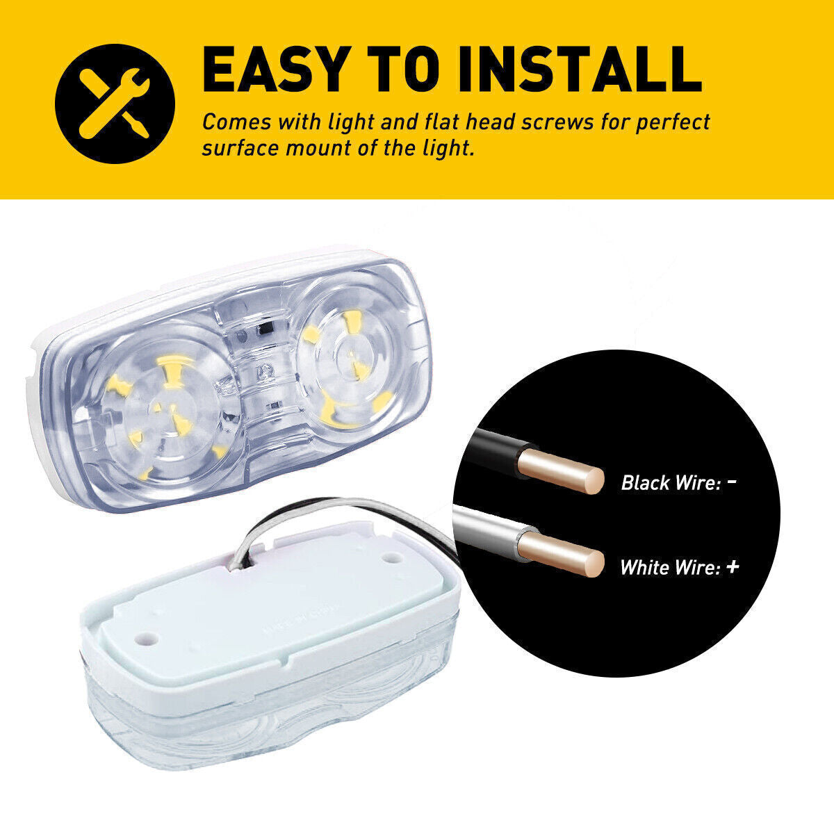 20pcs Trailer White Marker LED Lights Double Bullseye 10 Diodes Clearance Lights