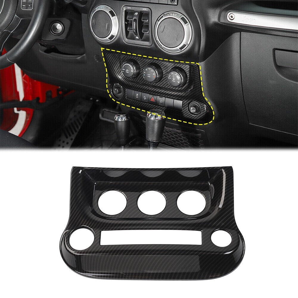 Center AC Switch Panel Cover Trim for Jeep for Wrangler JK 2011-2017 Carbon Fiber