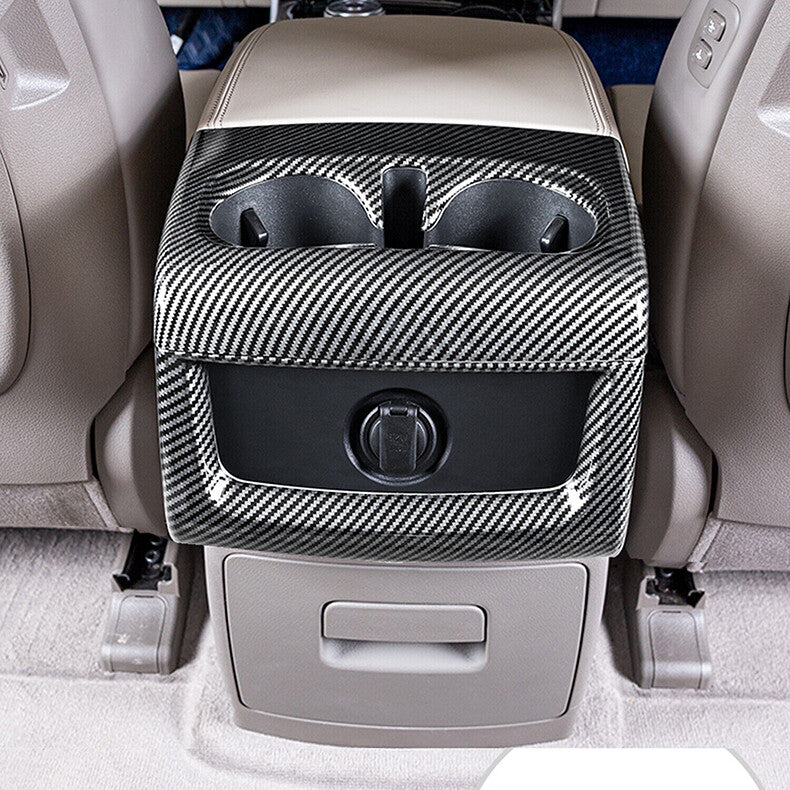 for Kia Carnival 2022-2023 Carbon Fiber Rear Water Cup Holder Frame Cover Trim