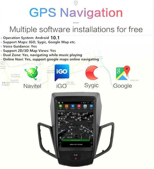Stereo Radio GPS NAVI 9.7 Vertical Android 10.1 2009-2016 Fits for Ford Fiesta