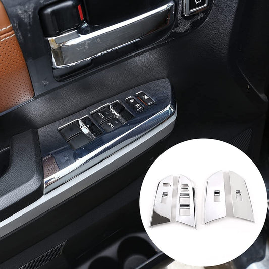 for Toyota Tundra 2014-2021 Car Window Lift Switch Panel Cover Chrome Trim ABS