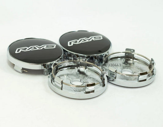4-piece set of 60mm light badge wheel center caps, hubcaps, and rim caps in black chrome.