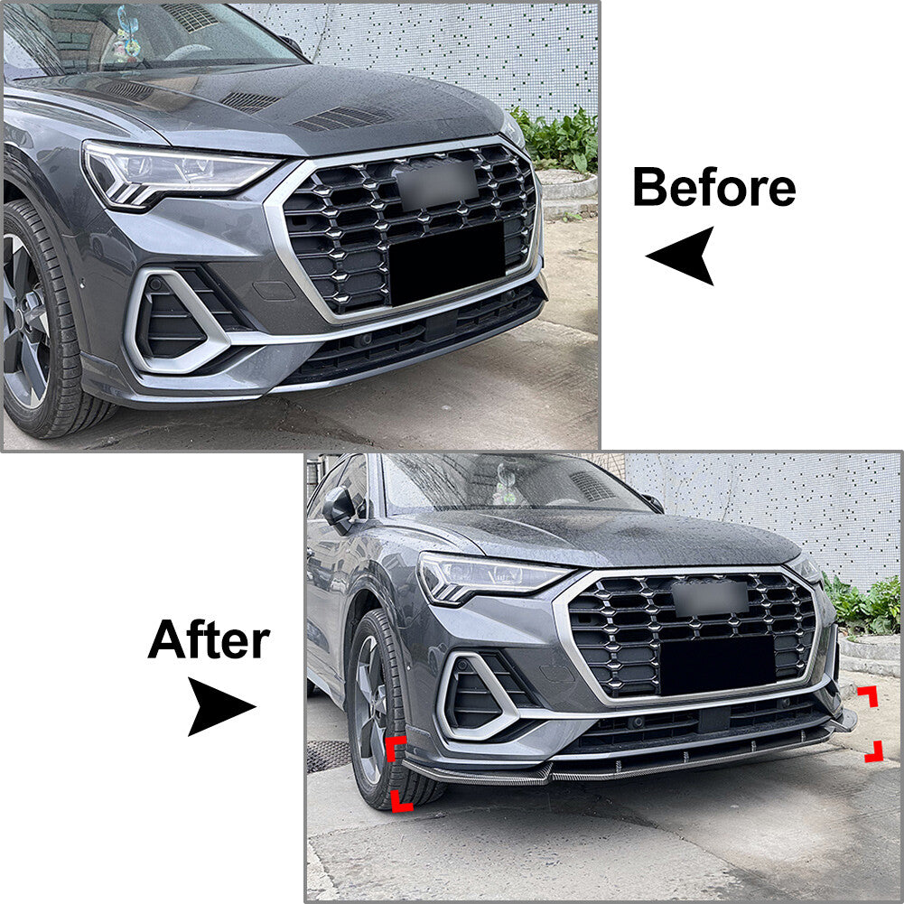 Front Bumper Splitter Spoiler Lip for Audi Q3 F3 Sline 2019-2024 21 23