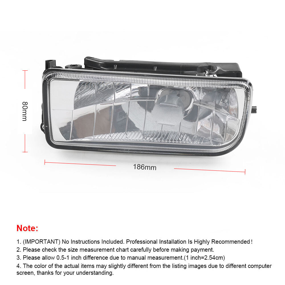Pair for BMW E36 3-Series 92-98 Front Bumper Fog Lights Lamp Clear Lens White