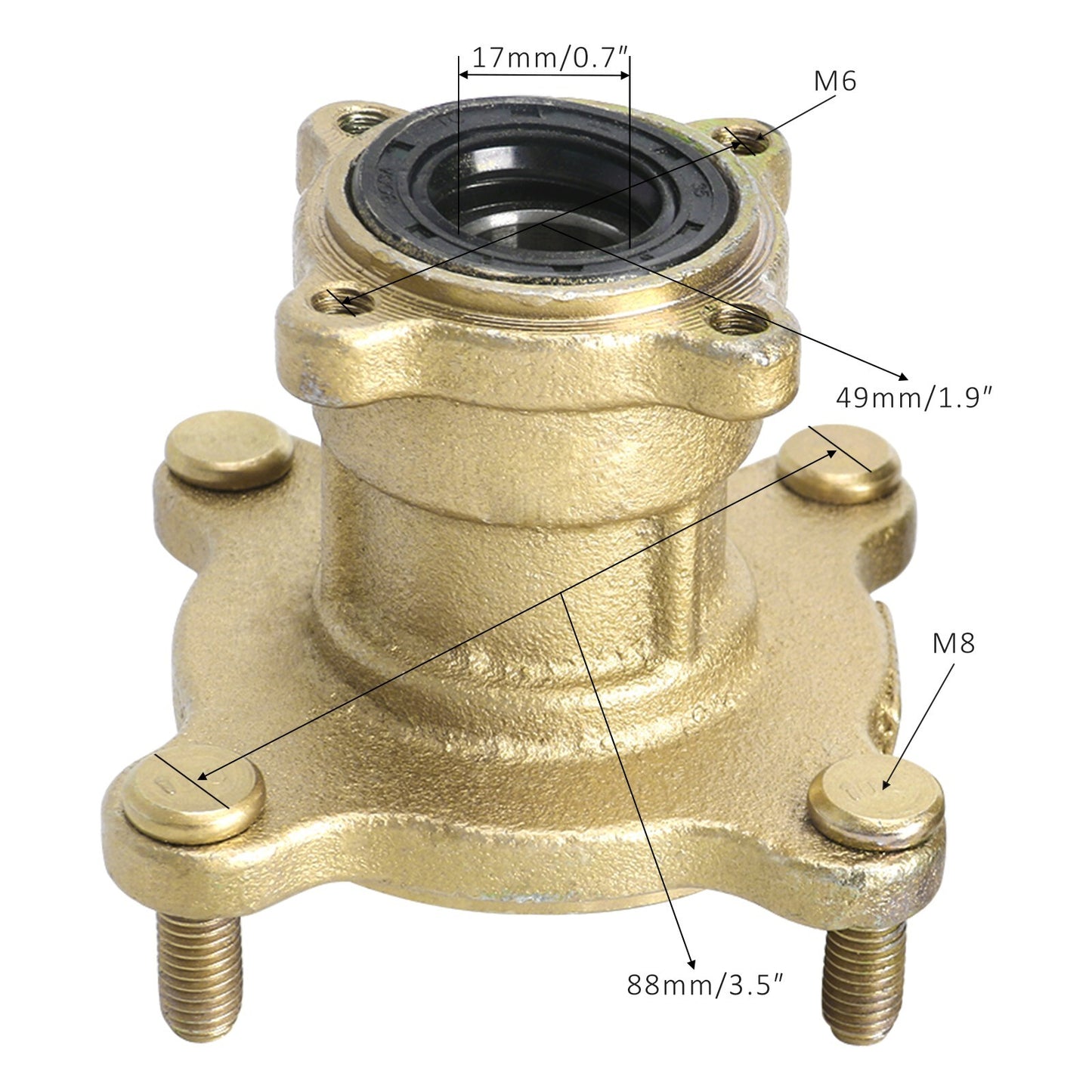 Pair 4 Stud Front Flange Wheel Hub 17mm Bearing 88mm Spacing Go Kart ATV Quad