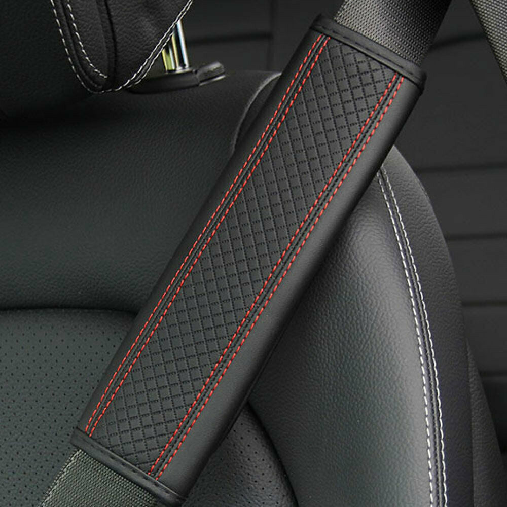 2PCS Red Car for Seat Belt Cover Strap Pad Shoulder Comfort Cushion Car Accessories