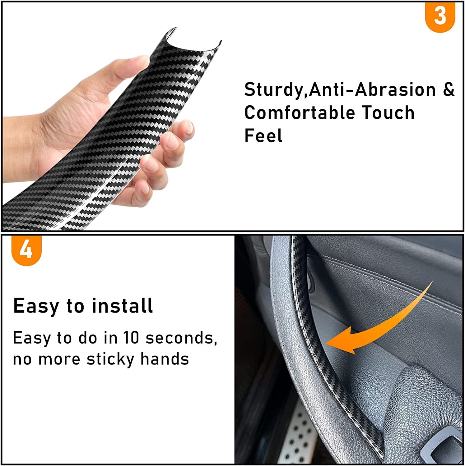 Interior door handle panel pull-out cover suitable for BMW X5 X6 E70 E71 2007-13 Carbon Fiber