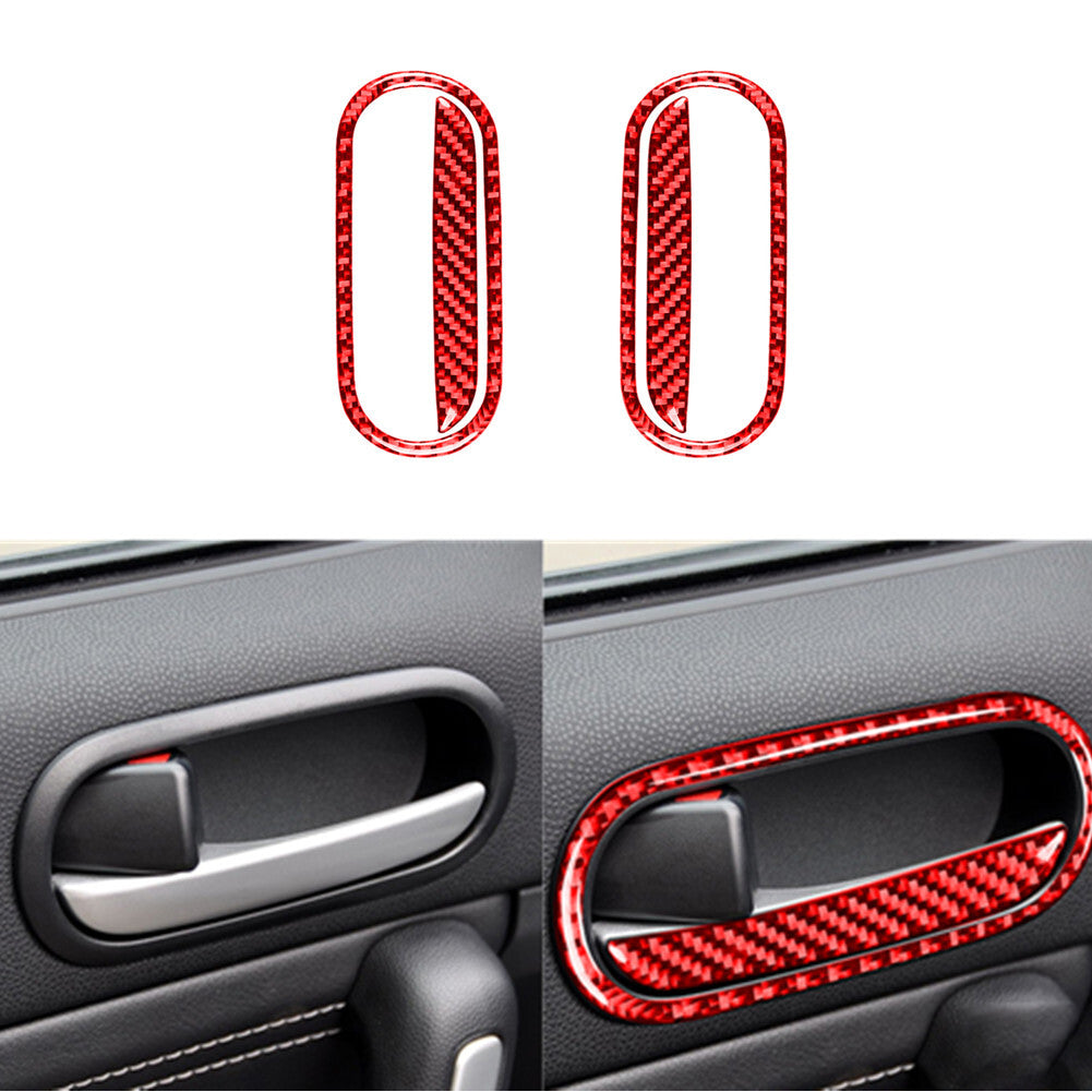 4X Red Carbon Fiber Door Handle Panel Cover Trim for Mazda MX-5 Miata 2009-2015