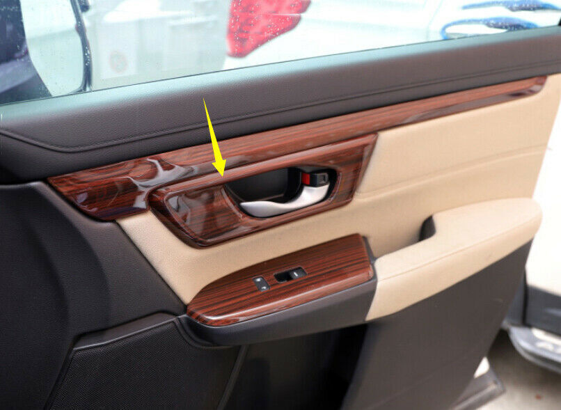 Inner Door Handle Bowl Cover Trim 4 for Honda CRV CR-V 2017-2022 Red Wood Grain