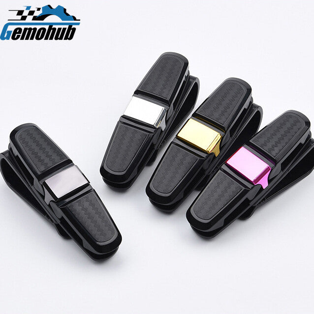 4PCS Car Sun Visor Glasses Clip Universal Carbon Fibre Sunglasses Card Holder