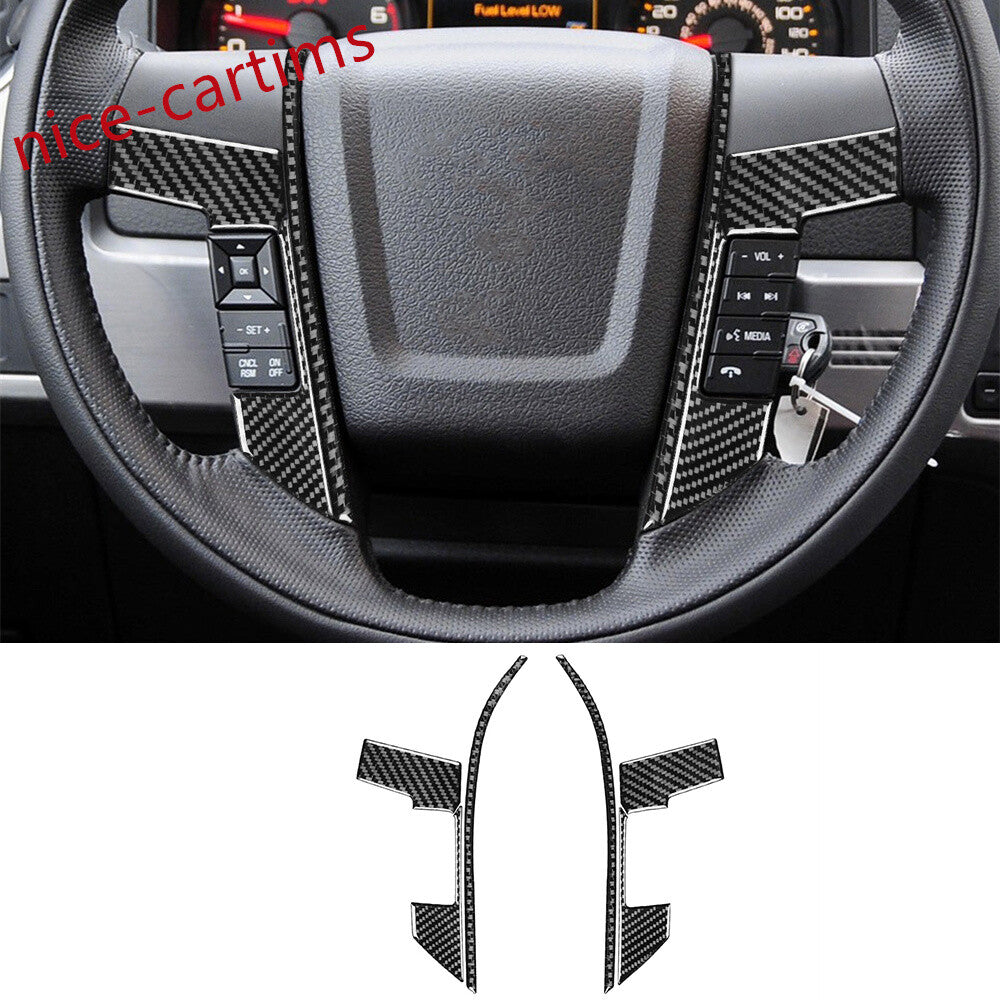 6¡ÁCarbon Fiber Interior Steering Wheel Panel Trim Cover for Ford F150 2009-2014