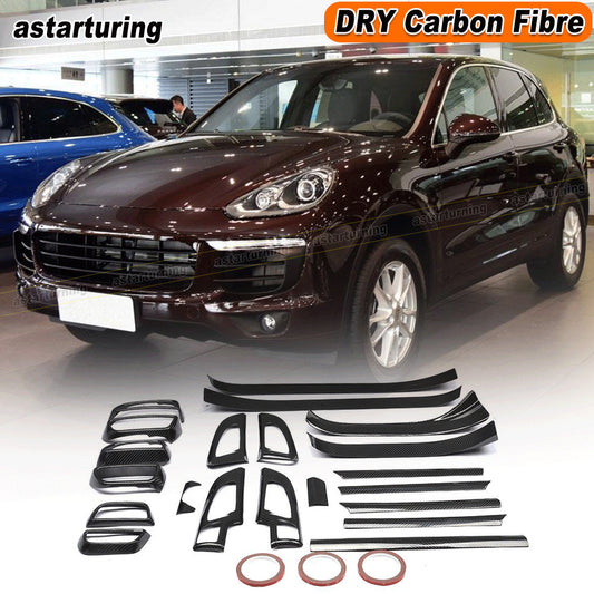 for Porsche for Cayenne 10-16 DRY Carbon Fiber Interior Center Dashboard Panel Cover