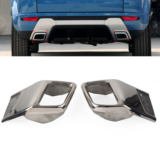 Pair Rear Bumper Exhaust Tube Trim for Land Rover for Range Rover Evoque 2010-2018