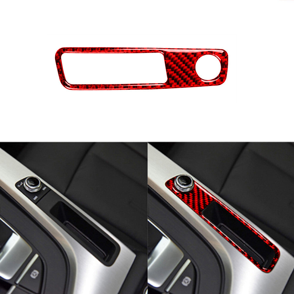 for Audi for A4 17-19 Red Carbon Fiber Center Control Volume Button Frame Cover Trim