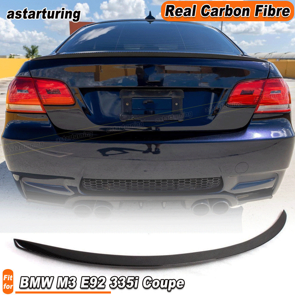 for BMW 3Series M3 E92 335i Coupe 07-13 REAL Carbon Rear Trunk Spoiler Wing Lip