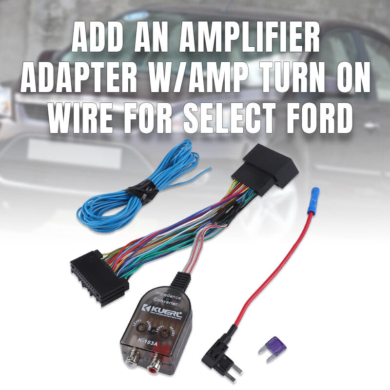 US Add An Amplifier Radio Subwoofer Adapter w/Amp Turn On Wire Harness for Ford