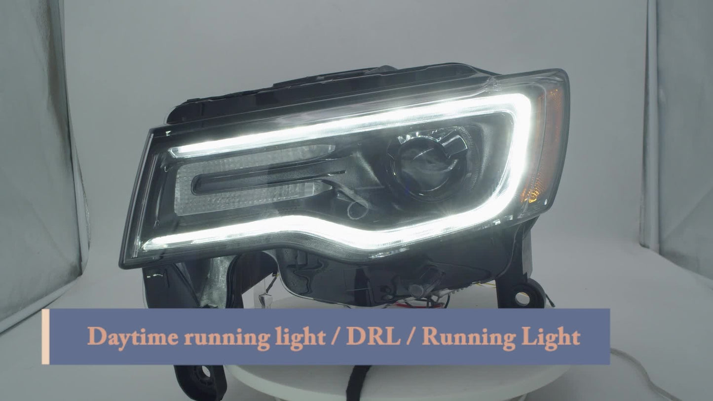 2P For 2017-2021 for Jeep Grand Cherokee Factory HID/Xenon Headlights LED DRL Black
