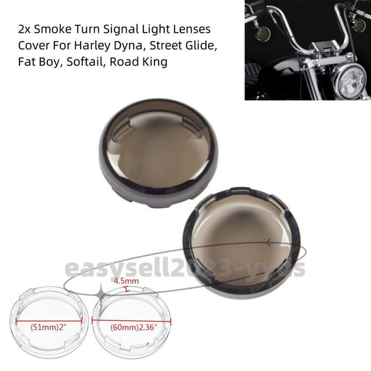 2x Smoke Turn Signal Light Lenses Cover for Harley Dyna Street Glide Road King