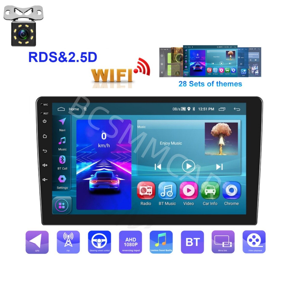 10 2Din For Apple Carplay Android 13 Car Stereo GPS Navi Radio BT Wifi Camera
