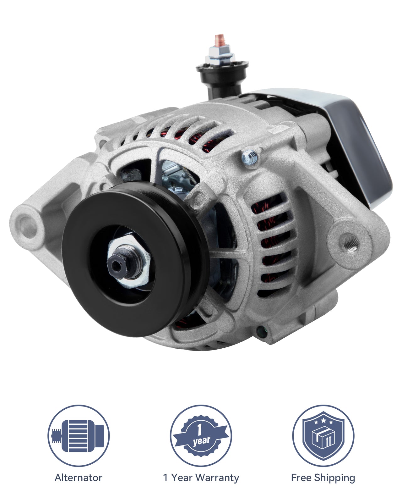 1PC Silver 12V 35A Alternator Fit for Chrome for Mini GM 1 Wire SBC BBC for Chevy Race